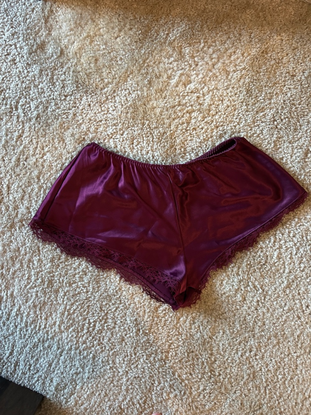 Victoria’s Secret Lace Trim Micro Sleep Shorts - Burgundy